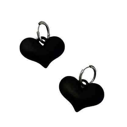 Black Heart Pendant Earrings