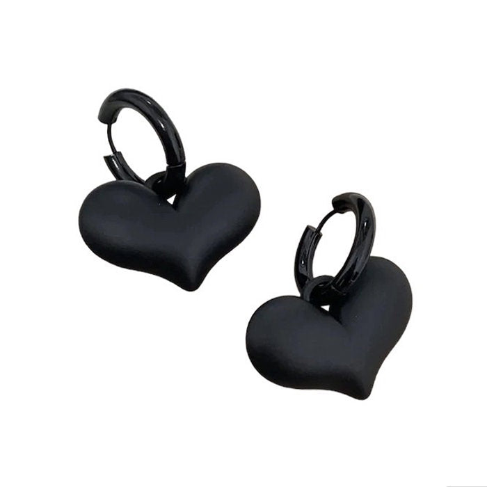 Black Heart Pendant Earrings