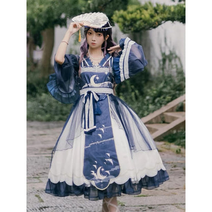 Blue Night Moon Fantasy Dress - Modern Hanfu