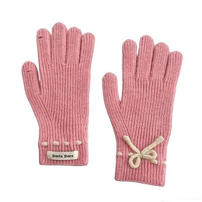 Comfortable Bow Knit Gloves