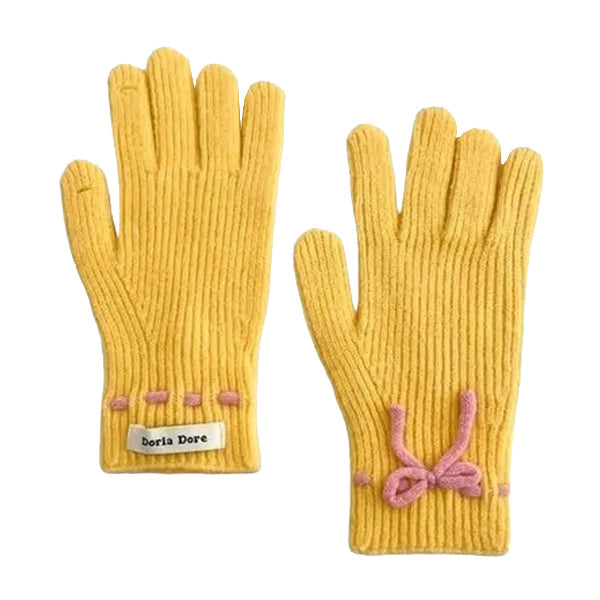 Comfortable Bow Knit Gloves