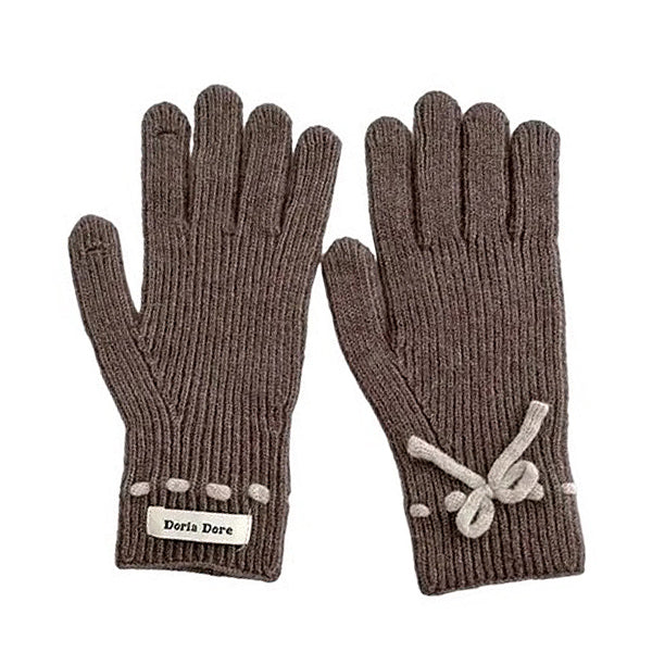 Comfortable Bow Knit Gloves