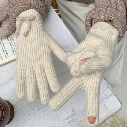 Comfortable Bow Knit Gloves