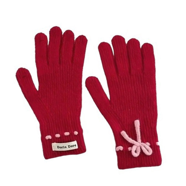 Comfortable Bow Knit Gloves