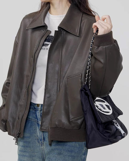 Leather Bomber Jacket