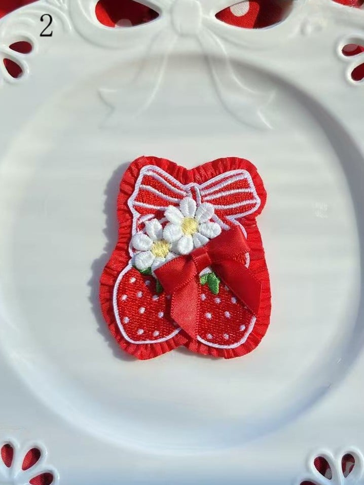 Cherry/Strawberry/Cake Bowknot Brooch/Hairclip Options Decorated 11