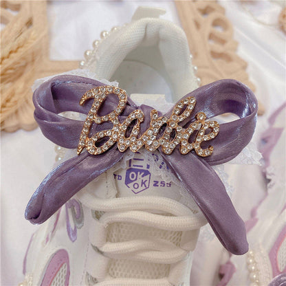 Sweet Purple Bow Lace Up Sneakers