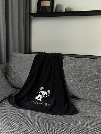 Gothic Bath Black and Grim Reaper White Towel