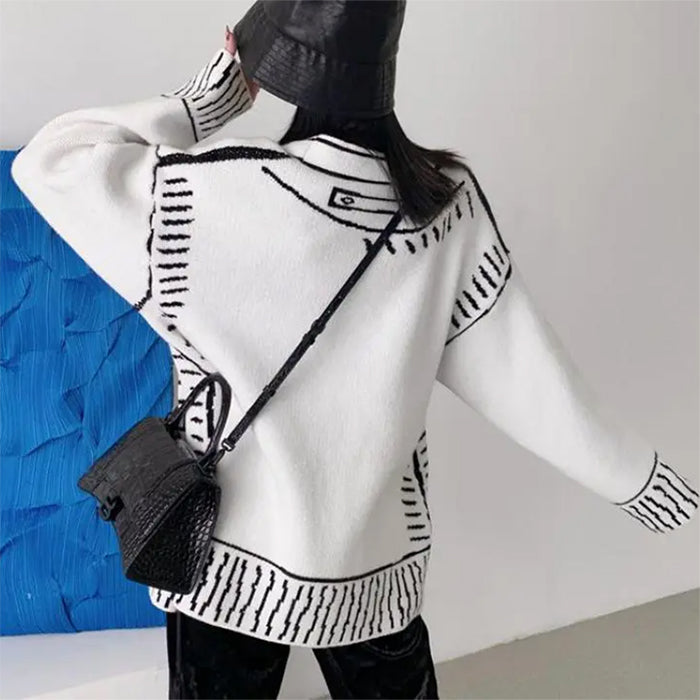 Cartoon Outline Knitted Cardigan