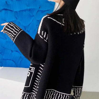 Cartoon Outline Knitted Cardigan