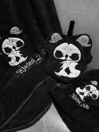 Hair Bath and Reaper Grim Black Drying Hand Towel White Gothic Wrap