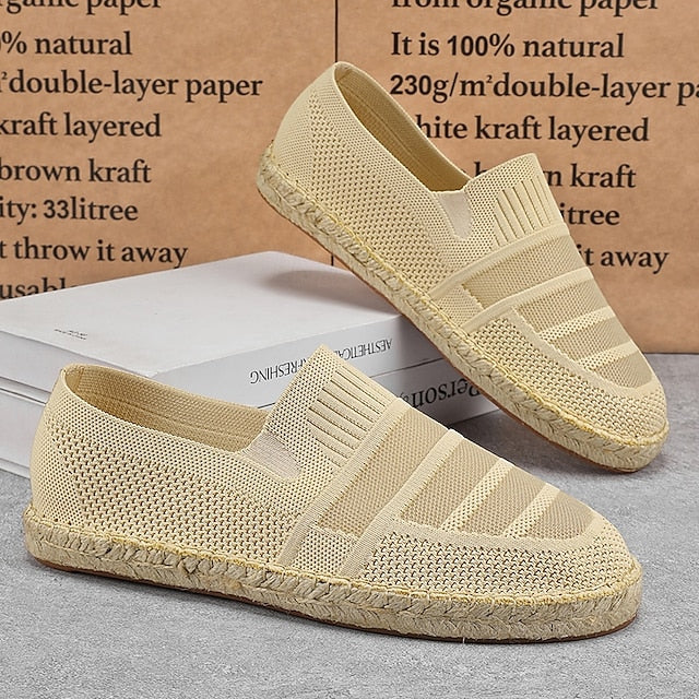 Design – Beige Woven Espadrilles with Men's Vacation