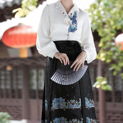 Plumage Embroidery Shirt Flower Tapestry Skirt