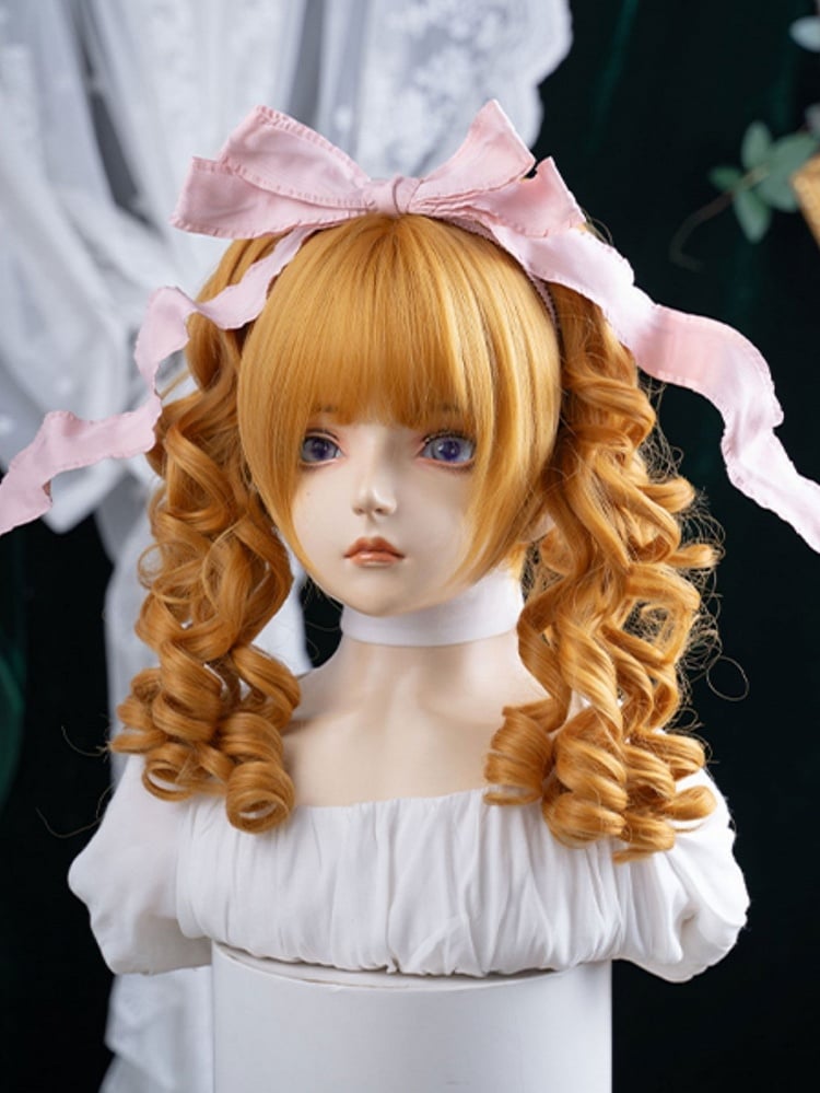 30CM With Length Yellow Clips Ponytail Synthetic Wig Double Claw