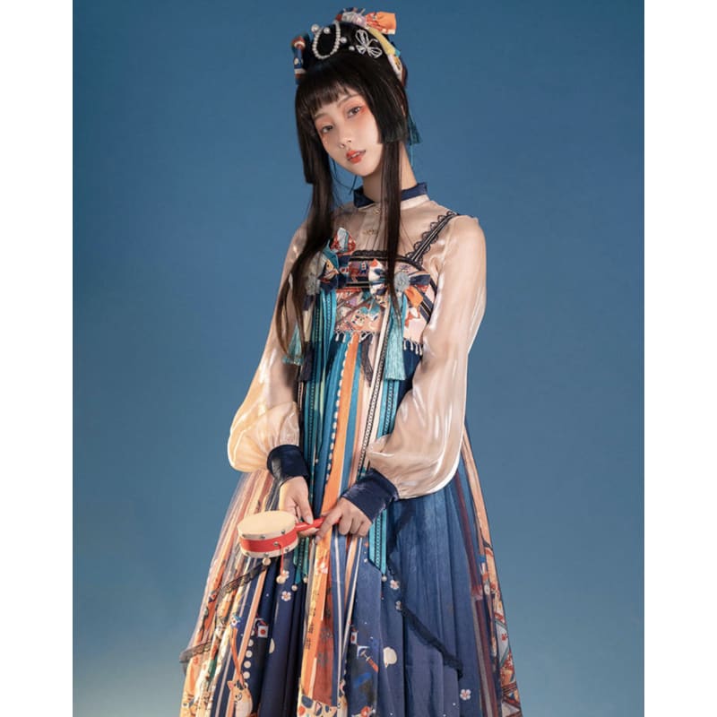 Classical Colorful Paint Hanfu Dress - Female Hanfu