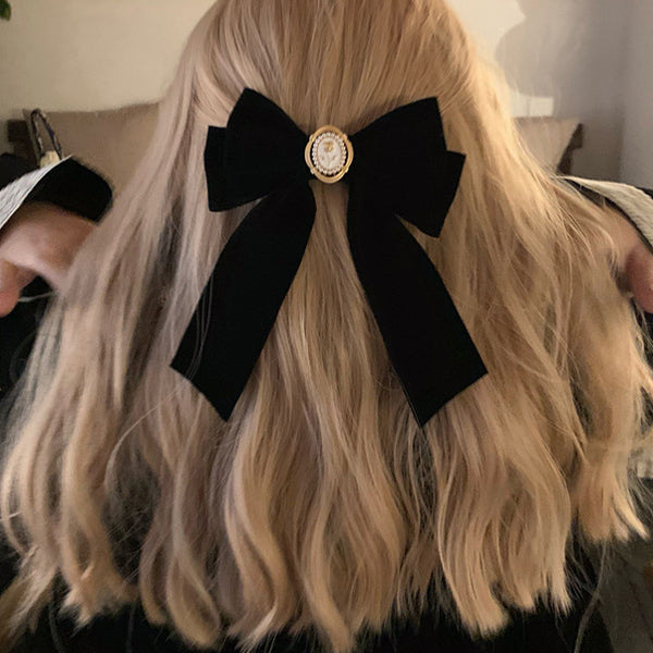 Elegant Black Velvet Hair Bow