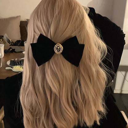 Elegant Black Velvet Hair Bow
