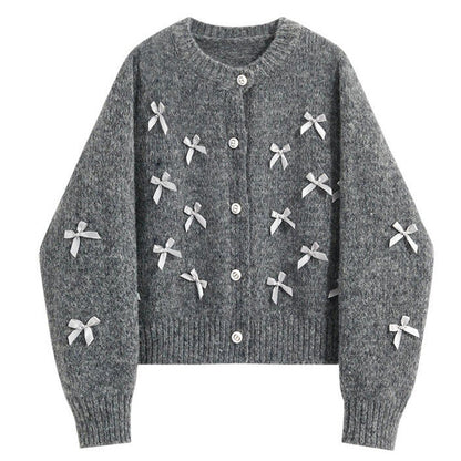 Soft Bow Grey Cardigan