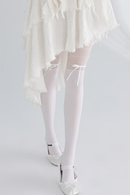 Lace Ribbon Bow Lolita Tights