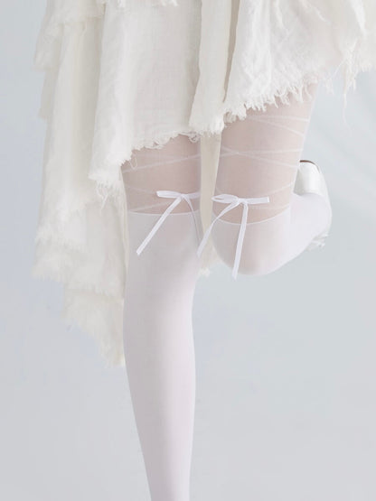 Lace Ribbon Bow Lolita Tights