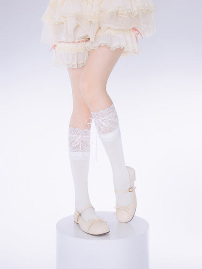 White Patchwork Lace Stockings