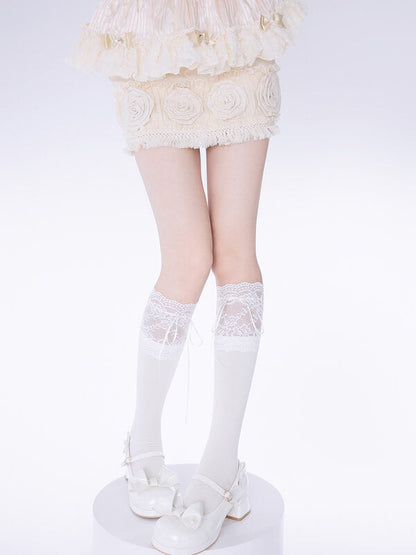 White Patchwork Lace Stockings