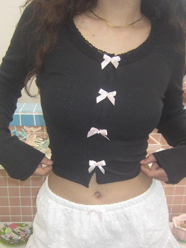 Casual Bow Lace Top