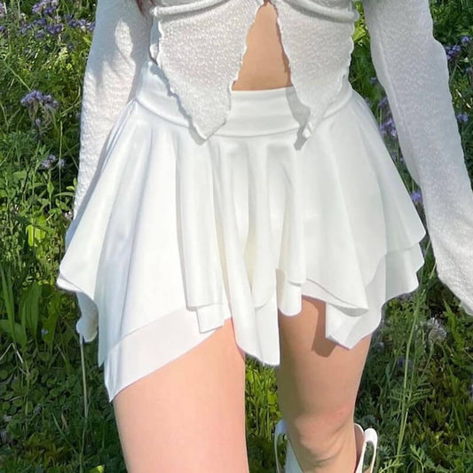 White Irregular Mini Skirt