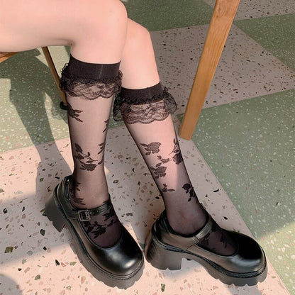 Elegant Lace Flower Lolita Stockings