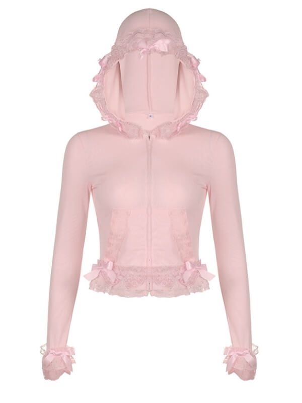 Sweet Pink Lace Hoodie