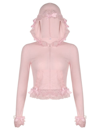 Sweet Pink Lace Hoodie