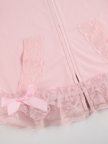 Sweet Pink Lace Hoodie