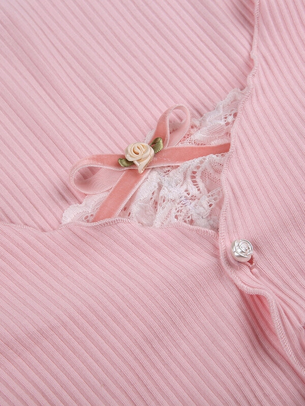 Sweet Pink Bow Crop Top