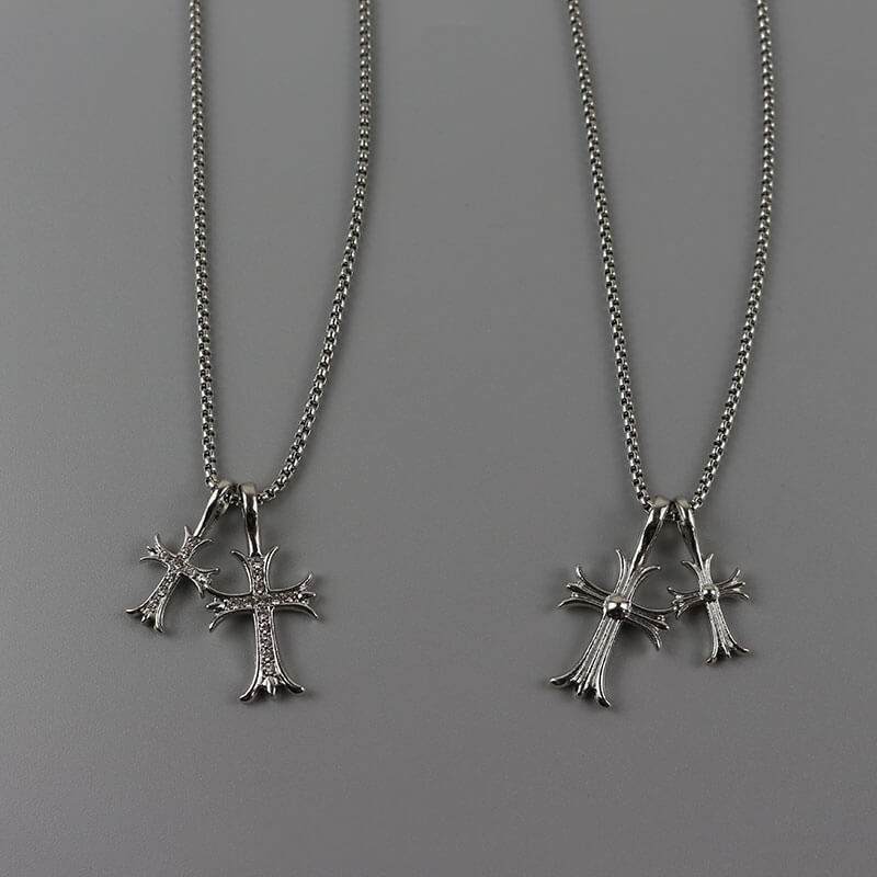 Double Cross Necklace W692