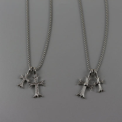 Double Cross Necklace W692