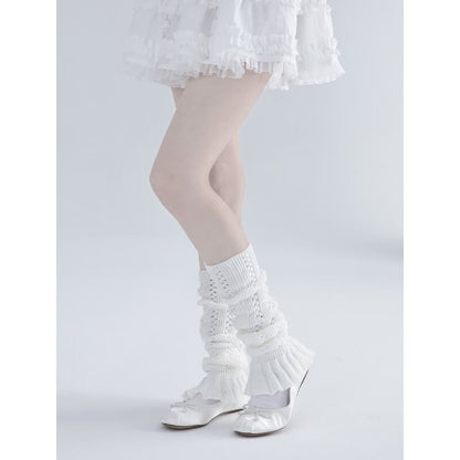 Elegant Knit White Leg Warmers