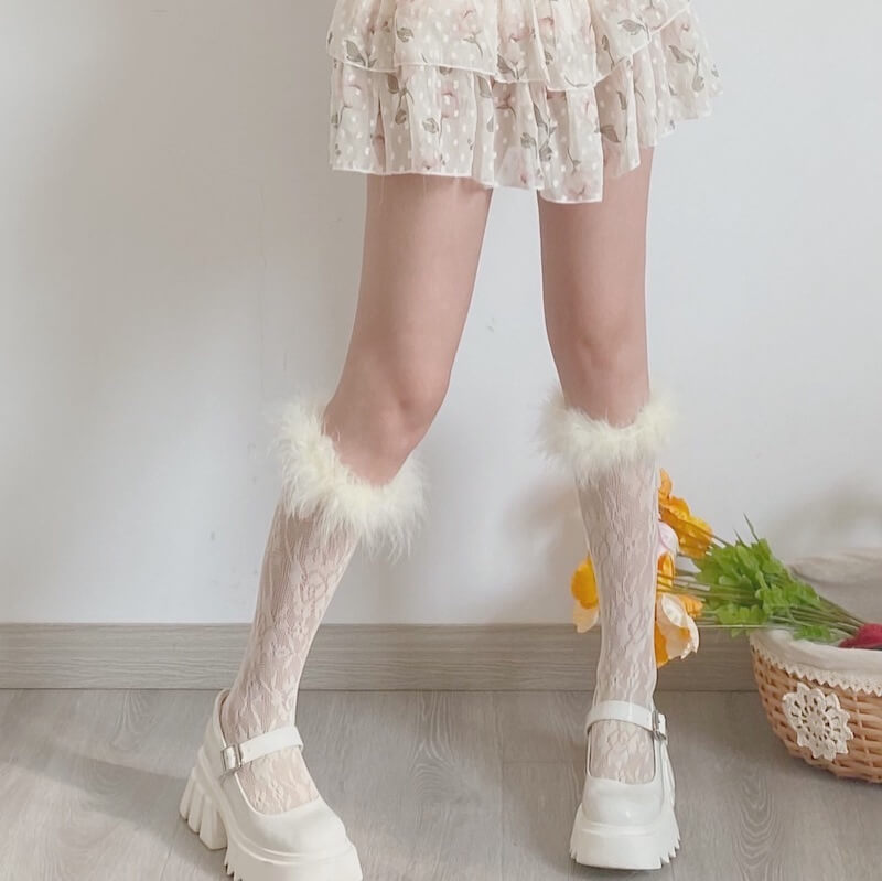 Fluffy Floral Stockings