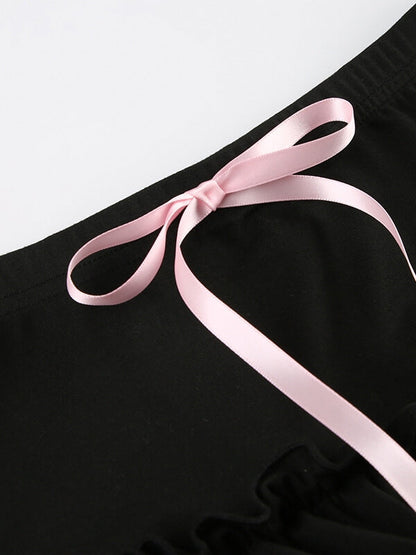 Pink Ribbon Bows Mini Skirt