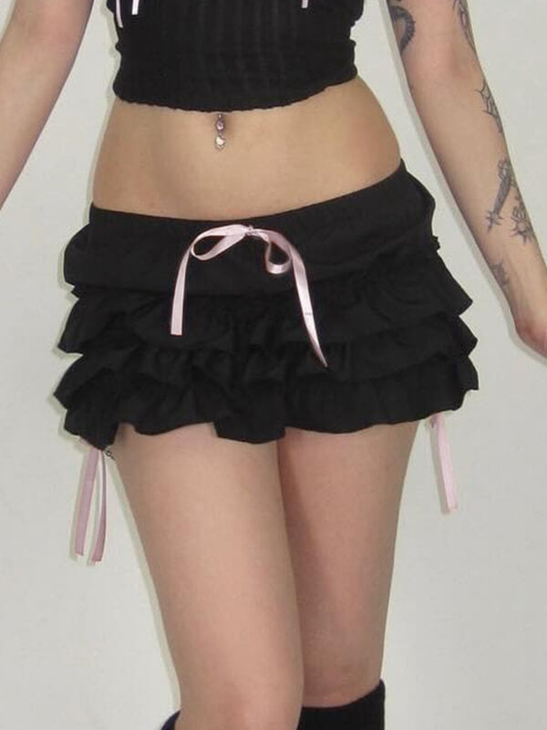 Pink Ribbon Bows Mini Skirt