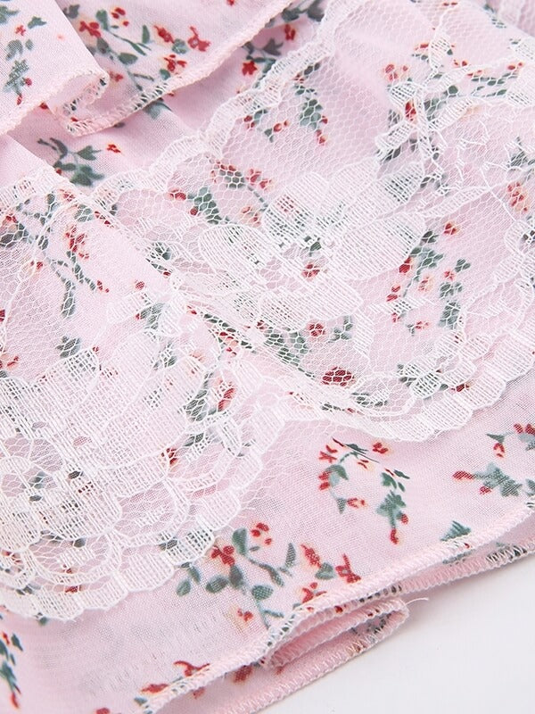 Sweet Pink Flower Lace Skirt