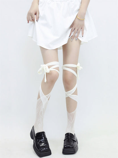 Irregular Lace Straps Stockings