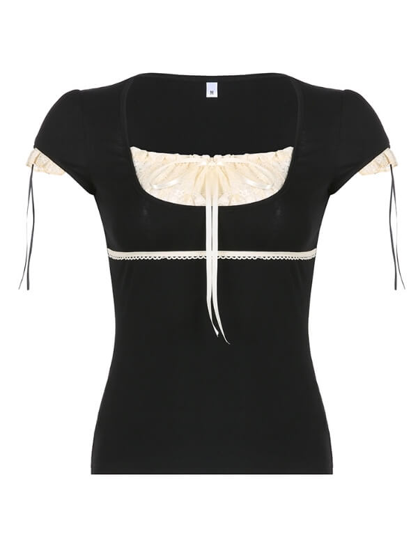 Black Elegant Lace T-shirt