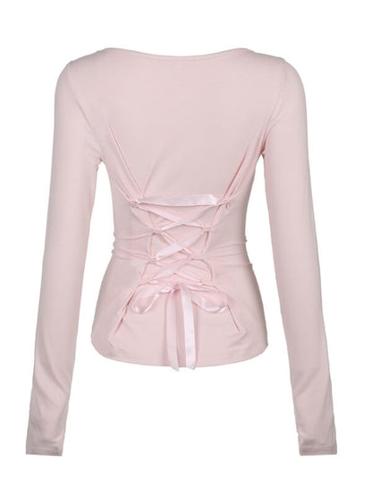 Ribbon On Back Pink Top