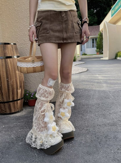 Fairy Stars Lace Leg Warmers