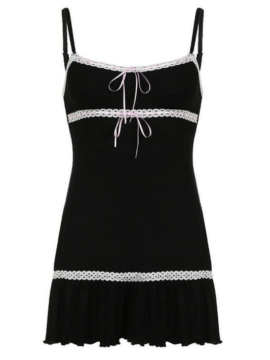 Luxury Black Lace Suspender Dress