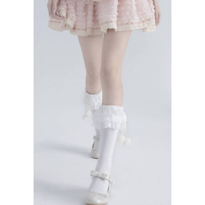 Lolita Layered Plush Ball Stockings