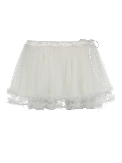 White Tulle Mesh Layered skirt