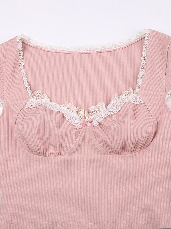 Sweet Cute Pink Lace Top