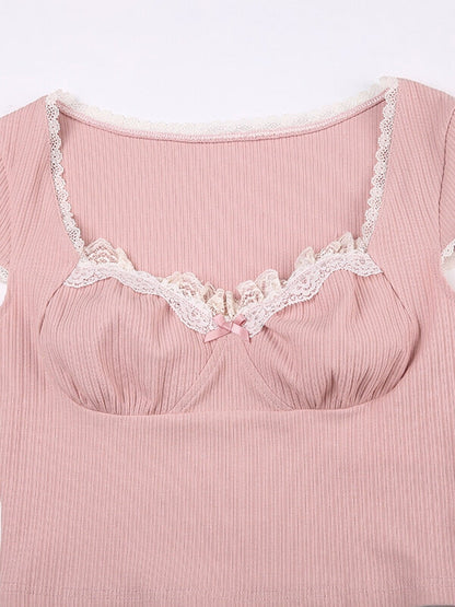 Sweet Cute Pink Lace Top