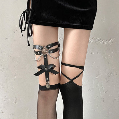 Leather Punk Bow Garter